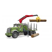 Bruder 02824 - MACK Granite Timber truck with loading crane and 3 trunks - Scale 1:16