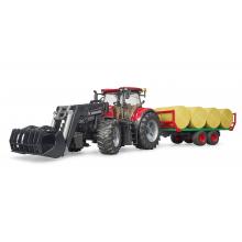 Bruder 03198 - Case IH Optum 300 CVX Tractor with Front Loader and Bailer Trailer - 1:16 Scale