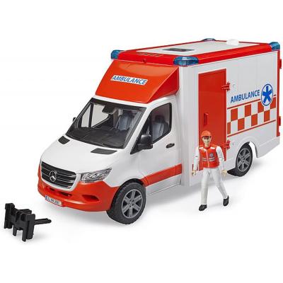 Bruder 02676 - Mercedes G3 Sprinter Ambulance with Driver and Light & Sound - Scale 1:16 New Item 2022