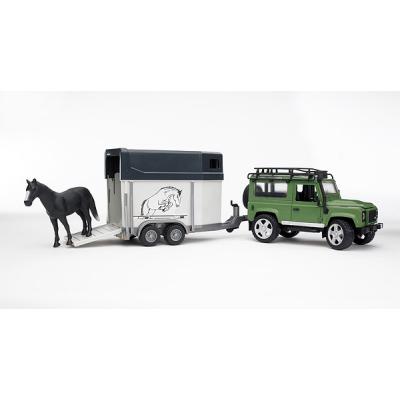 Bruder 02592 - Land Rover Defender with Horse Trailer and Horse - Scale 1:16