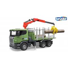 Bruder 03524 - Scania R-series Timber truck with loading crane and 3 trunks - Scale 1:16