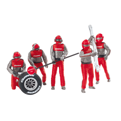 Carrera 21131 Digital Evo 1:32 Set of Pit Mechanics Red Figurins Realistic Scenery Accessory for Slot Car Race Track