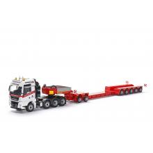 Conrad 76213/01 - MAN TGX SLT 8x4 with FAYMONVILLE Variomax Drop Center Low Loader Trailer with 2 & 3 axle Modul - Scale 1:50