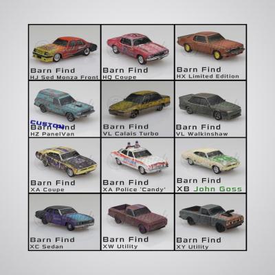 OZ Wheels Series 2 - Barn Finds - Whole Set OF 12 Ford Holden VL HZ HJ XA XB XC - 1:64  