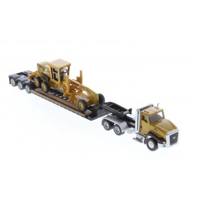 Diecast Masters 84414 - Cat CT660 Truck with Lowboy Trailer and Cat 163H Motor Grader - Scale 1:87