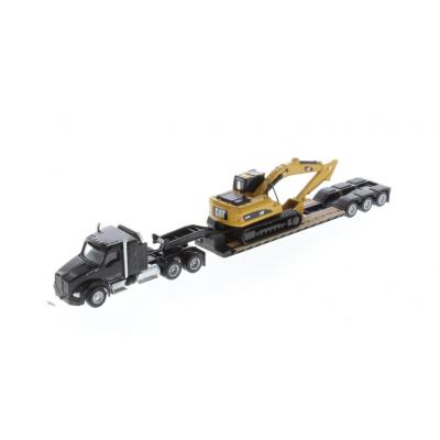 Diecast Masters 84420 - Kenworth T880 Truck with Lowboy Trailer and Cat 320D L Hydraulic Excavator - Scale 1:87