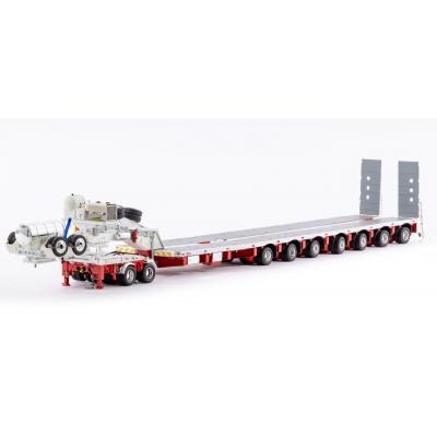 Drake ZT09071 AUSTRALIAN Heavy Haulage Drake 7x8 Steerable Trailer with 2x8 Dolly White Red - Scale 1:50