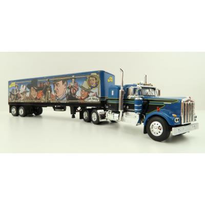 First Gear 60-1206 Kenworth W900A Sleeper 6x4 Truck with 40 FT Vintage Trailer - John Wayne: Comic Edition - Scale 1:64