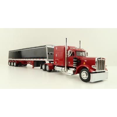 First Gear 60-1266 Peterbilt 359 Truck with 3axle Grain Trailer Spectra Red Scale 1:64. 