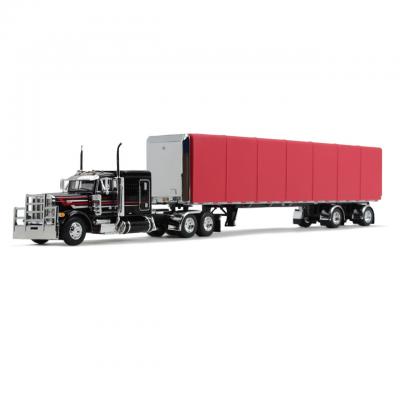 First Gear 60-1612 Peterbilt 379 with Utility Roll Tarp Trailer Black / Red Scale 1:64