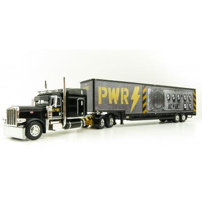 First Gear 69-1064 Peterbilt 389 Truck with Kentucky Moving Trailer - AC/DC: Power/Up Black - Scale 1:64