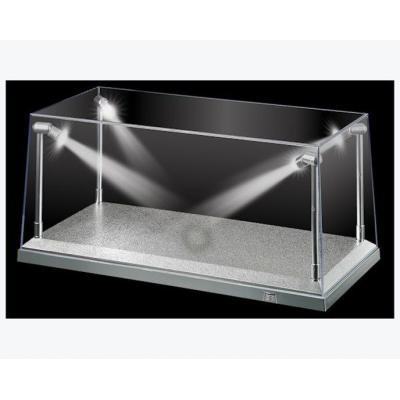 DDA Display Case Box Show Case with LED Light Silver Base for Diecast Models 1:18
