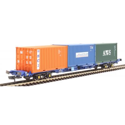 Hornby R60131 Touax KFA Container Wagon with 3 x 20ft Containers - Era 11 OO Scale