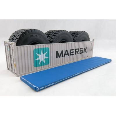 Iconic Replicas - 40 ft Shipping Container Open Top with Mining Truck Tyre Load - Maersk - Scale 1:50