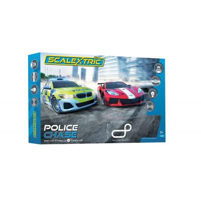 Scalextric C1433 Police Chase Slot Car Racing Set BMW 330i Police Car Vs Corvette C8R 1:32