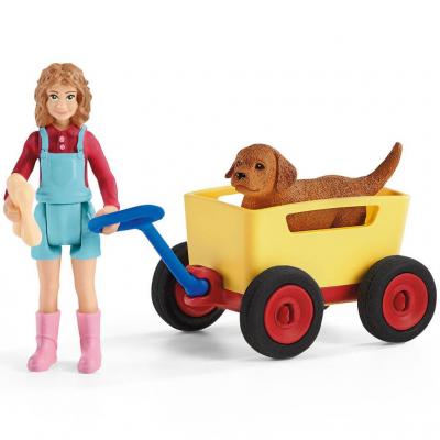 Schleich 42543 - Puppy Wagon Ride - Farm World