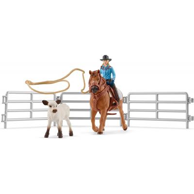 Schleich 42577 - Cowgirl team Roping Fun