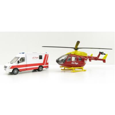 Siku 1850 - NZ Rescue Service Set Eurocopter Westpac & Mercedes Emergency Car 2020 Version - Scale 1:87