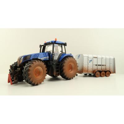 Siku 8607 - New Holland T8.390 Tractor with Lfor Williams Lifestock Trailer Muddy Limited - Scale 1:32