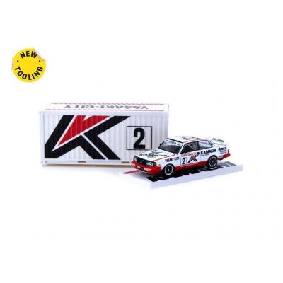 Tarmac Works Volvo 240 Turbo Macau Guia Race 1986 Winner Johnny Cecotto with Container - Scale 1:64