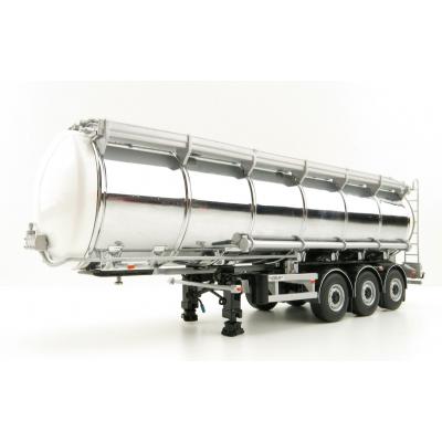 WSI 03-1006 - Hobur Tri Axle Petrol Tanker Trailer White Silver - Scale 1:50