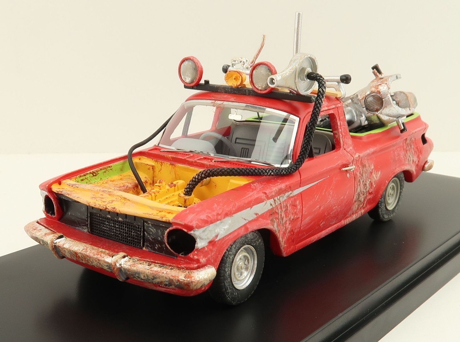 Product Image - ACE Models - Holden EJ Ute Damaged with Gooses Kawasaki Bike Mad Max Resin - Scale 1:43