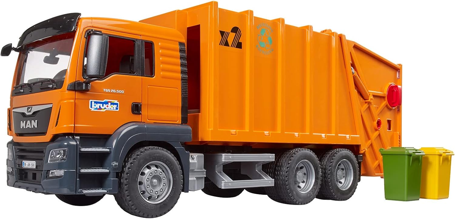 Product Image - Bruder 03760 - MAN TGS Rear Loading Compress Garbage Truck New 2023 - Scale 1:16