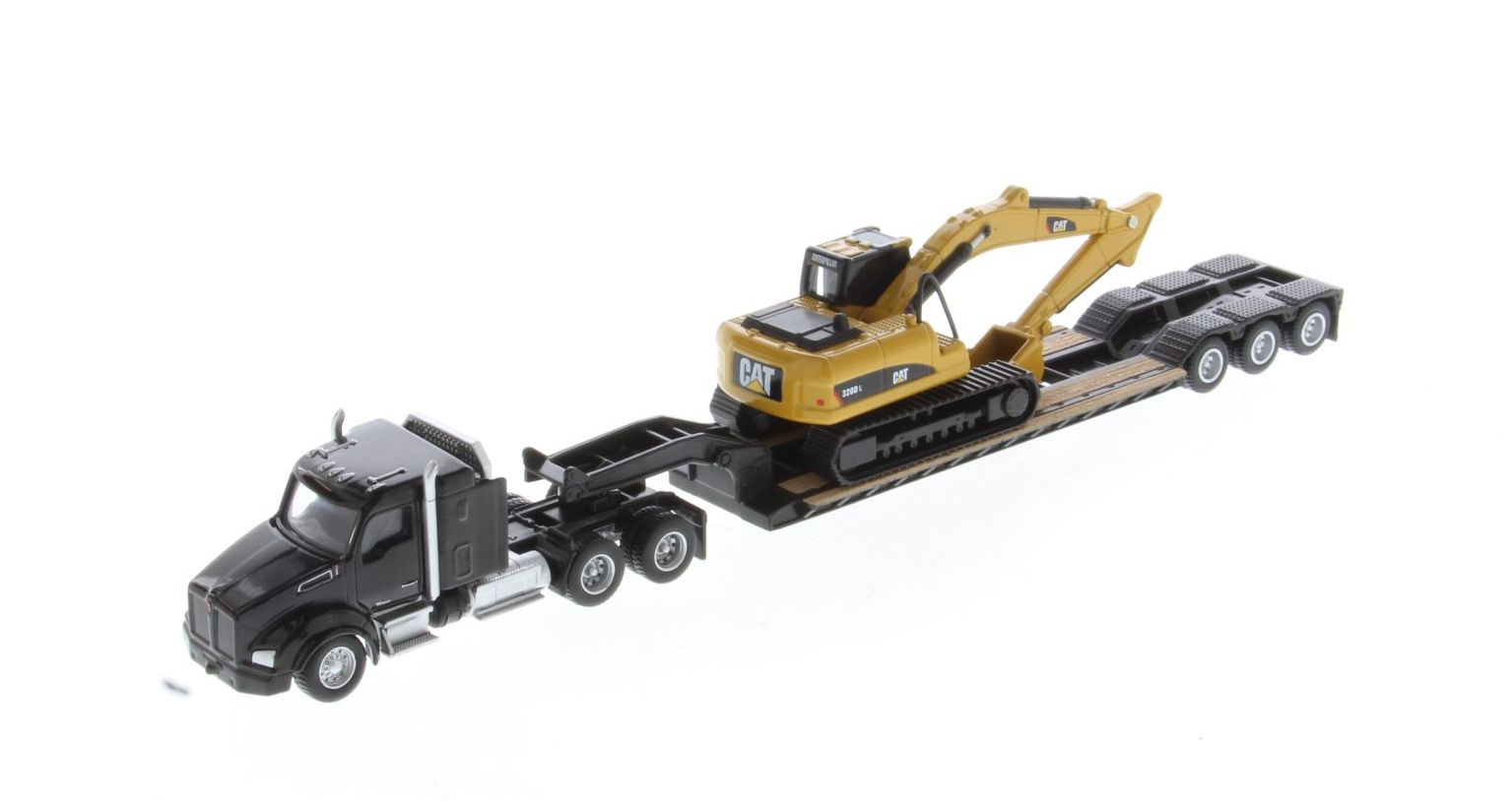 Product Image - Diecast Masters 84420 - Kenworth T880 Truck with Lowboy Trailer and Cat 320D L Hydraulic Excavator - Scale 1:87