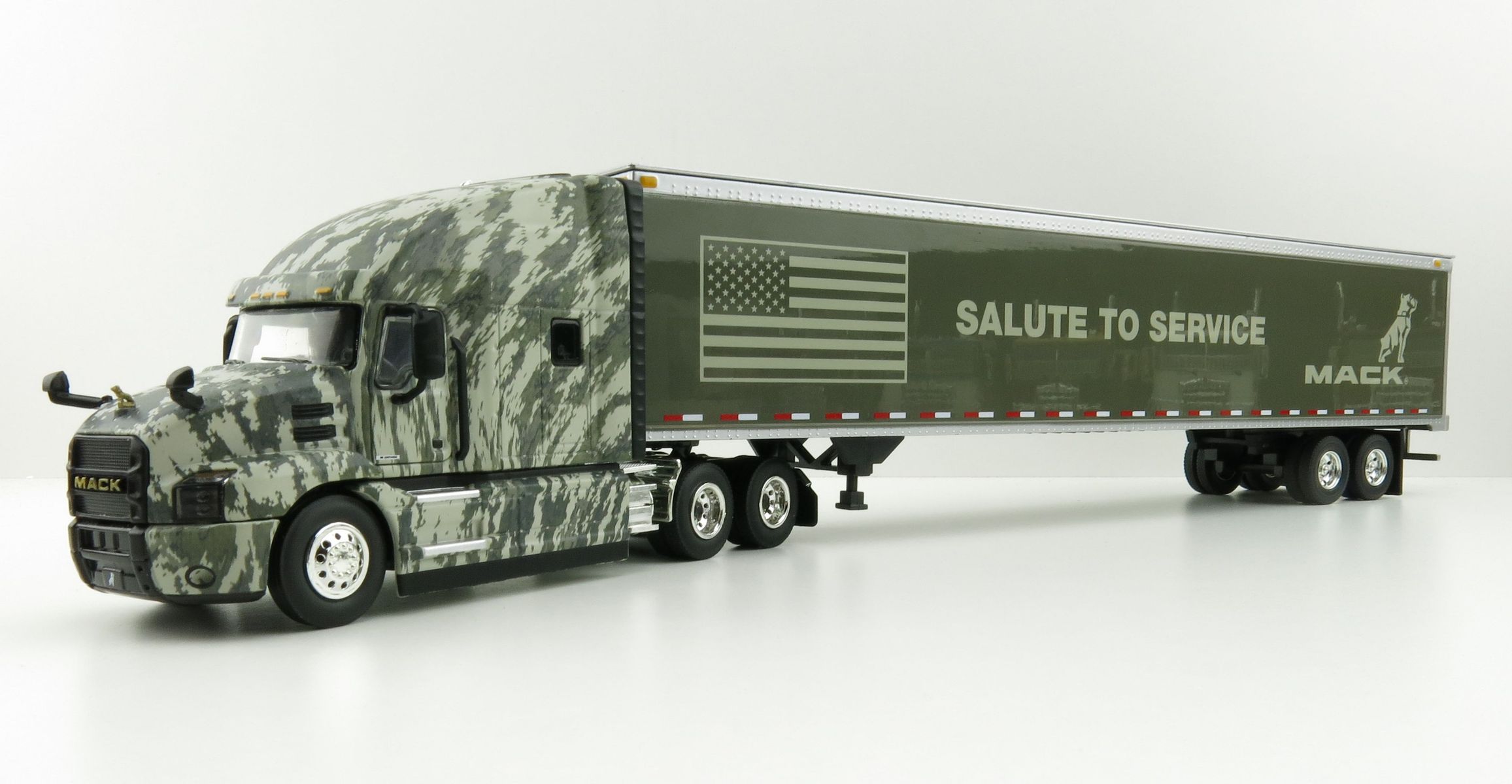 Product Image - First Gear 59-3424 Mack Anthem Sleeper Truck The SALUTE TO SERVICE US Army with 53' Trailer - Scale 1:50