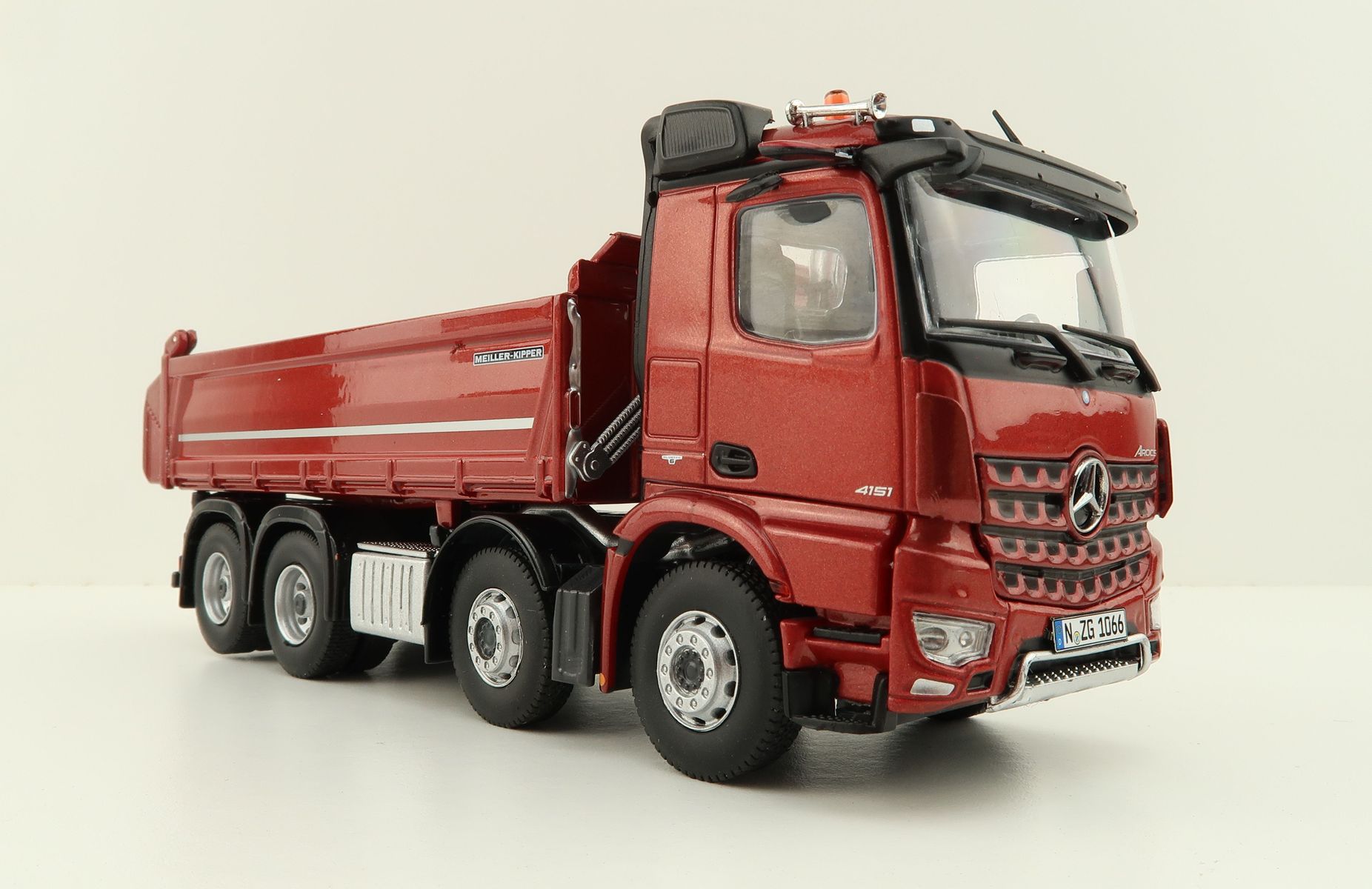 NZG 1066/10 Mercedes Benz AROCS 8x4 Meiller Dump Truck Red Metallic - Scale  1:50