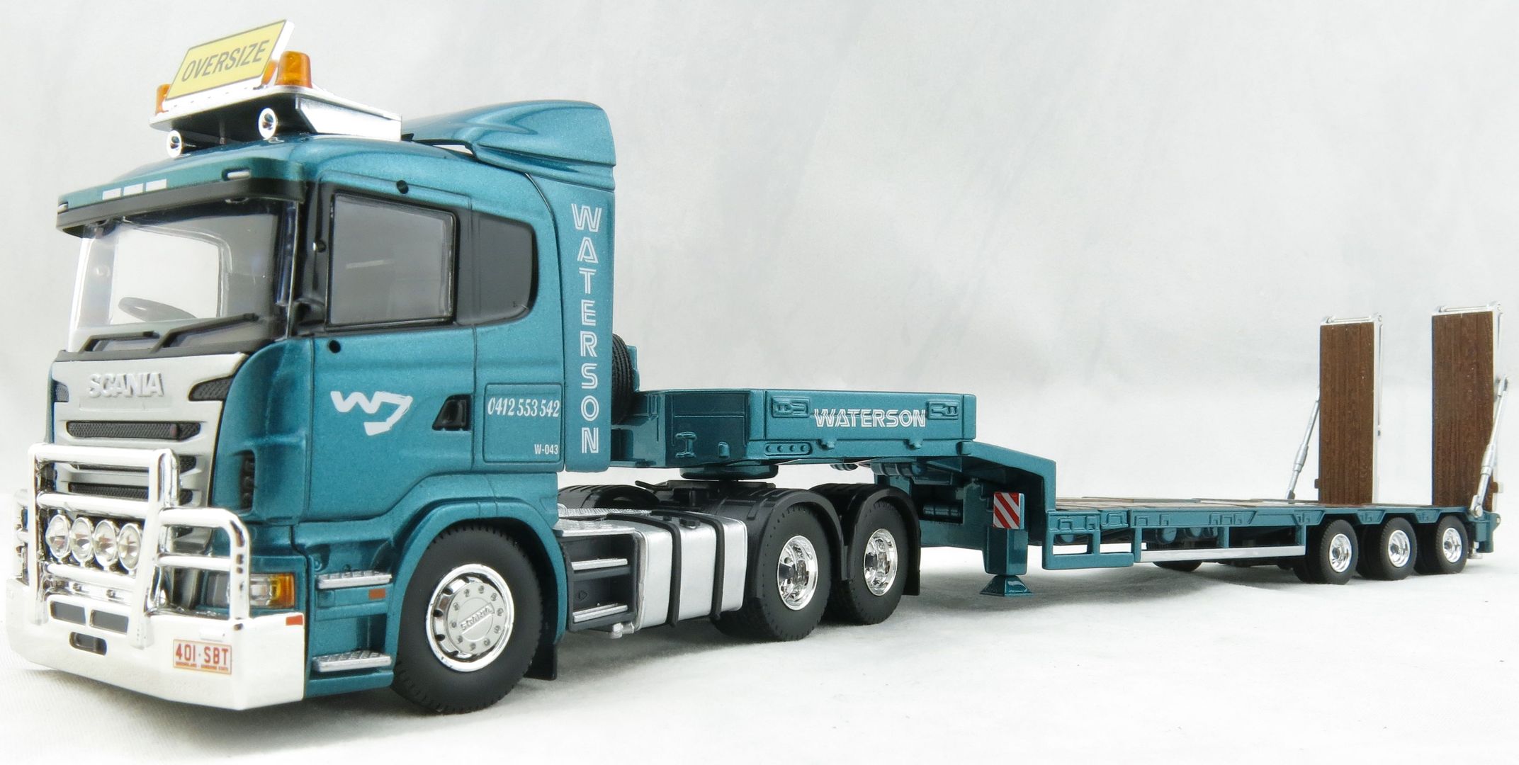Product Image - Tekno 72511 Scania R-Series Lowline 6x4 Prime Mover with Goldhofer Low Loader Waterson Diesel QLD - Scale 1:50