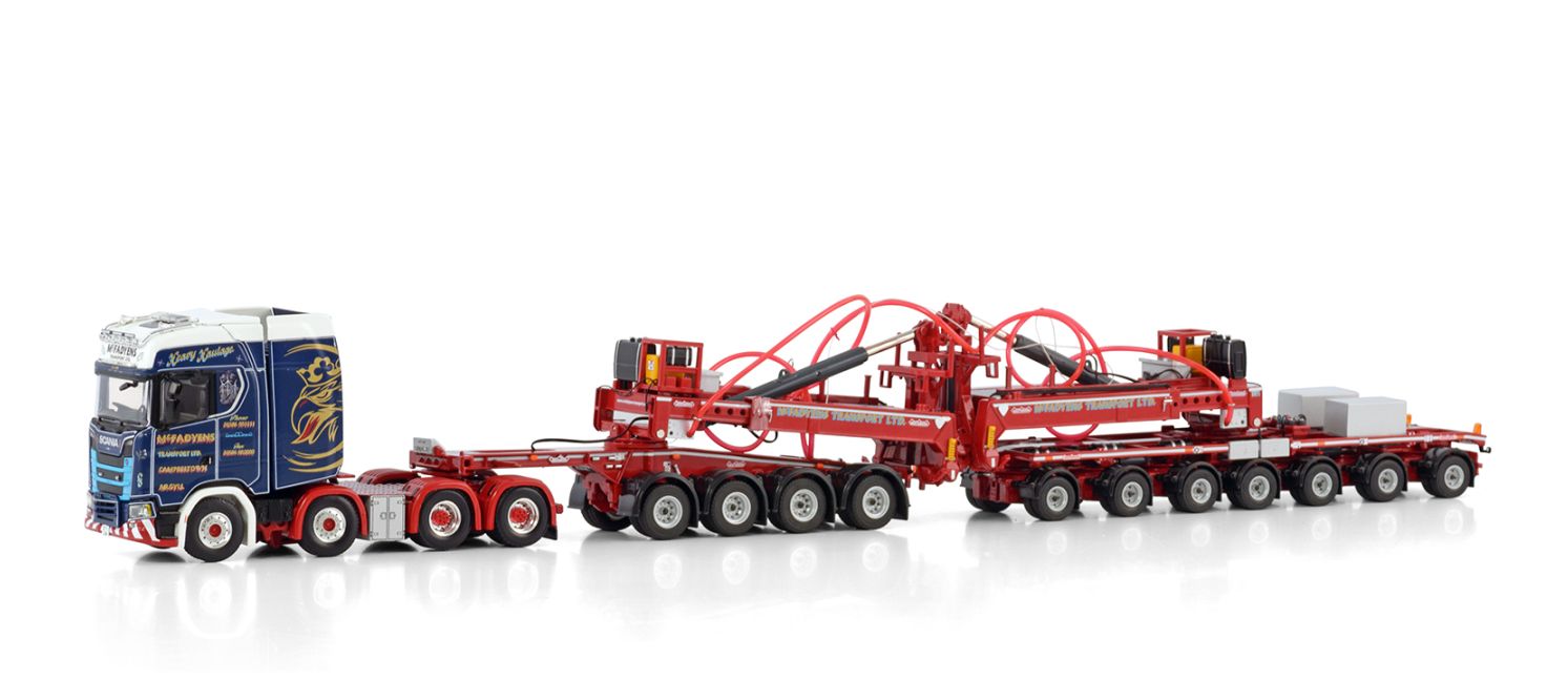 Product Image - WSI 01-4214 Scania S Highline CS20H 8x4 Windmill Trailer with 4 Axle Dolly - 7 Axle - McFadyens - Scale 1:50
